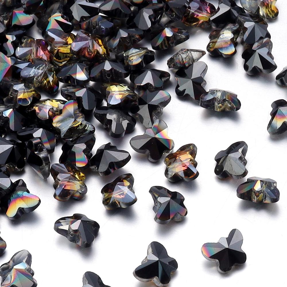 50Pcs/Lot 10×8mm Crystal Beads Transparent Colorful Butterfly Shape Hole Size 1.2mm Loose Beads Diy Jewelry Bracelet Necklace