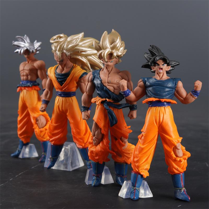 4pcs/set Son Goku Figure Super Saiyan Goku Action Figures Pvc Statue Collection Model Toys Gifts