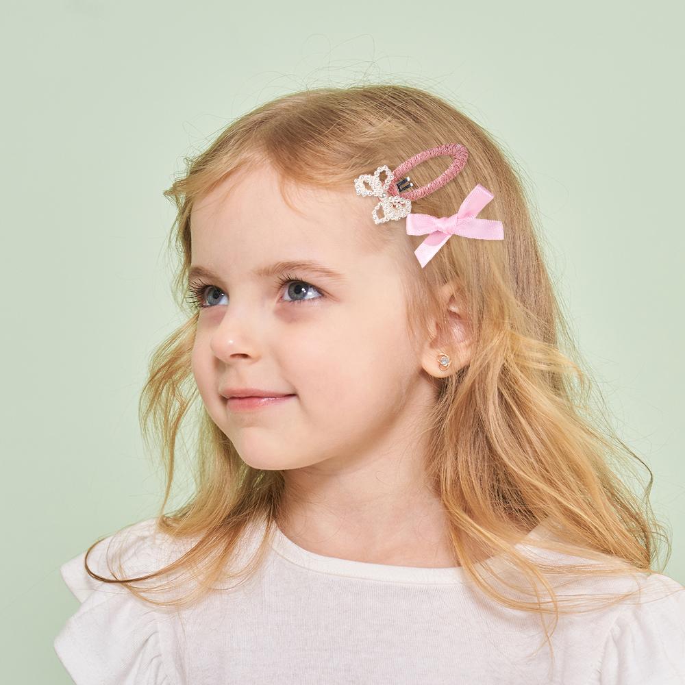 RAINBOW BOWS 4Pcs Premium Pearl Hairbangs Hairclip Embroidered BB Hair Clips Y2k Sequin Waterdrop Barrette Bows Ribbon Hairgripe