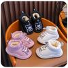 Niedliche Baumwoll-Schneestiefel mit Bärenaufdruck für Babyjungen und -mädchen - Winter-Slipper zum Hineinschlüpfen mit verdicktem Futter
