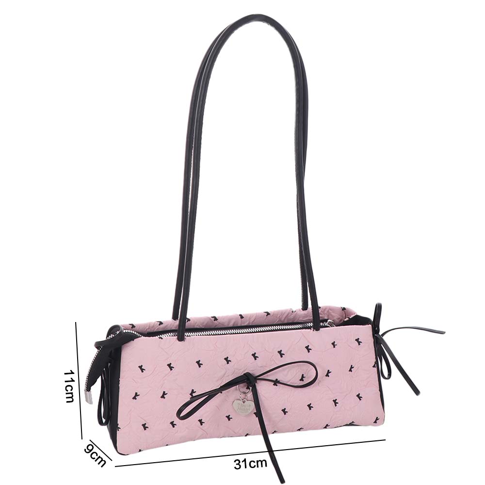 Y2K French Stick Underarm Bag Sweet Armpit Bag Fashion Bow Ribbon Shoulder Bag  Women