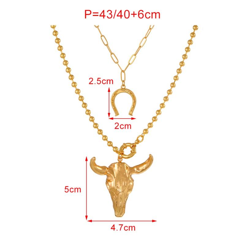 Bullhead Ring Clasp Beaded Necklace Trendy Clip Chain Design for Women & Girls-Party Gift Jewelry Made In China