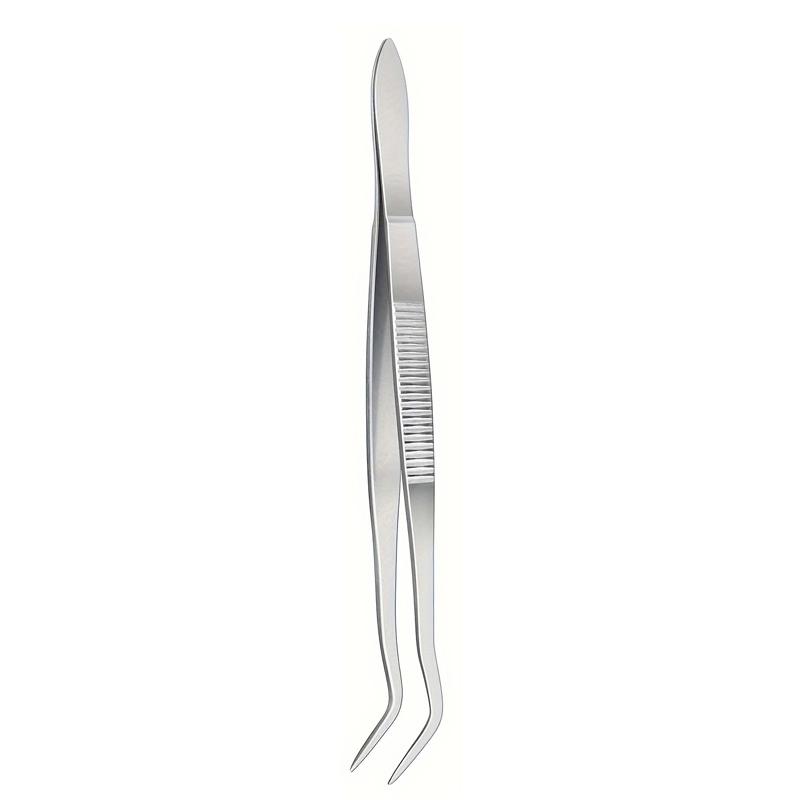 1pcs Cooking Tweezers Precision Kitchen Plating Tweezer Stainless Steel Curved Tongs for Baking Decorating Beauty