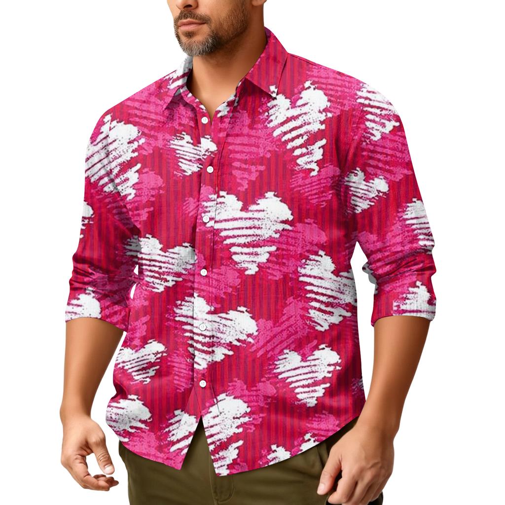 Men'S Casual Loose Fitting Long Sleeved Shirt Fashionable Lapel Shirt Top