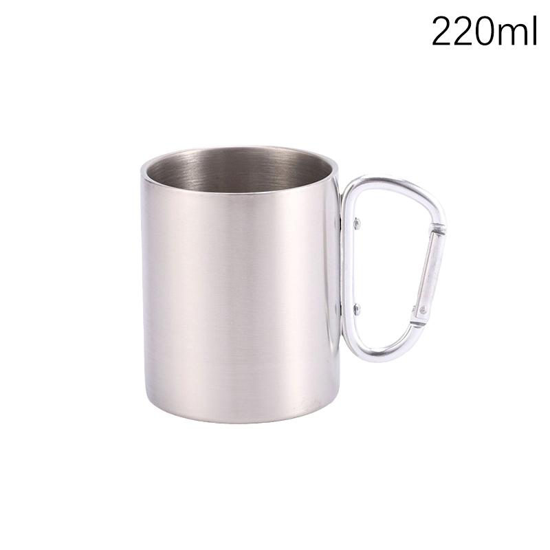 220/300Ml Camping Travel Stainless Steel Cup Carabiner Hook Handle Picnic Water Mug Outdoor Travel Hike Cup