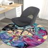 1 Stück Anime-Design Runder Teppich Bürostuhlmatte mit Blumendruck, Rutschfester Teppich für Heimdekoration, Ganzjahres