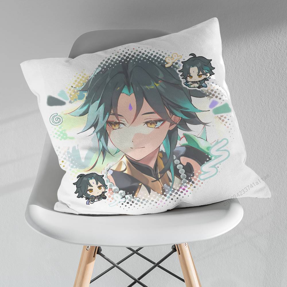 Cute XXiao Genshin Impact Pillowcase for Sofa Room Office Decor Printing Merchandise AllMatch Cushion Cover