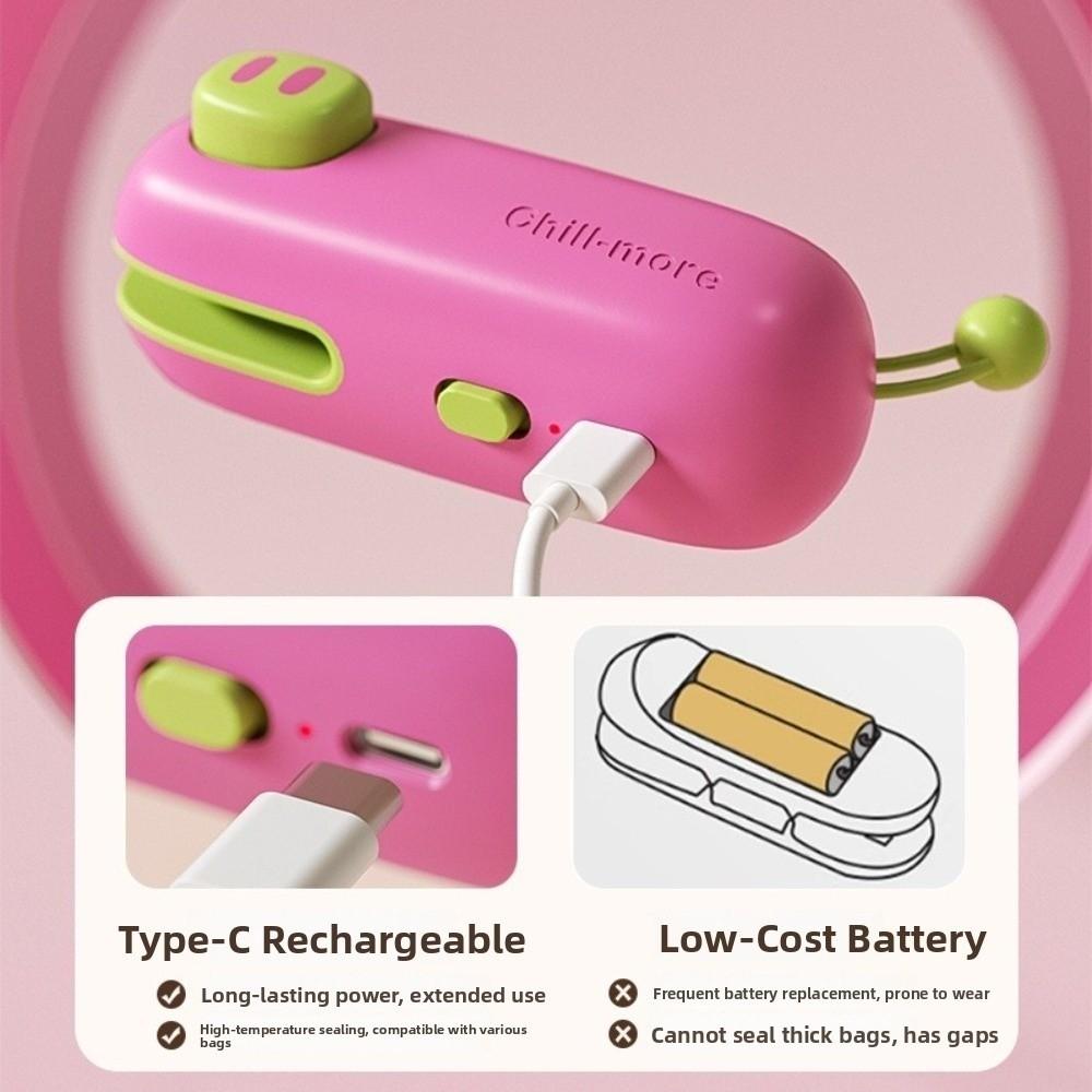 Plastic Mini Zaksealer Oplaadbare Sealklem Draagbare Voedselsealer Clip Verpakzak