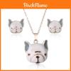 Kids Cute Dog Necklace And Earring Suit Adorable Animal Jewelry For Women**