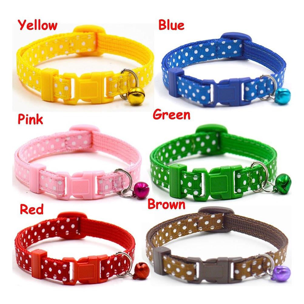 Pet Bell Collar Polka Dots Adjustable 7.5-12 Inch Width 1.0cm Plastic Buckle Small Dog Kitten Puppy Bell Collar Christmas