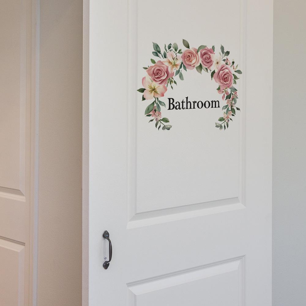 English Slogan Rose Bathroom Home Background, Beautification Wall Stickers
