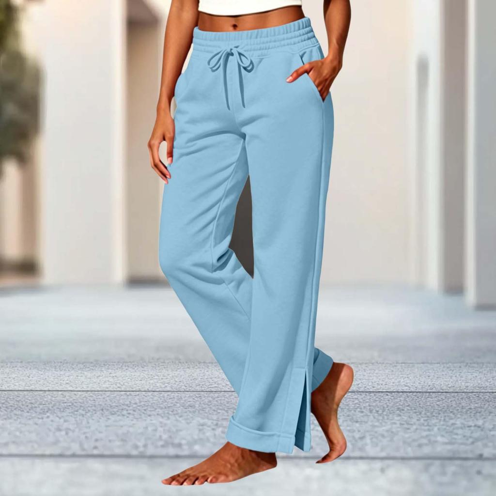 Women's High Waist Casual Pants with Pockets Color Relaxed Fit for Everyday Wear
