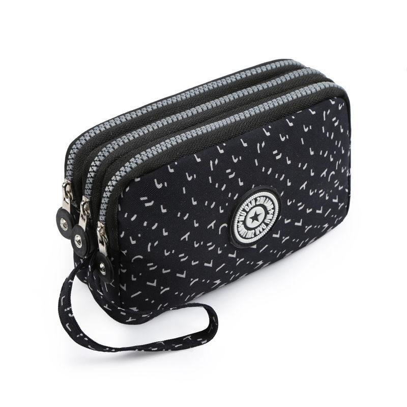 2023 Waterproof Women's Three-layer Zipper Coin Wallet Cosmetic Bag Canvas Women Purse Clutch Women's Purse Best Phone Wallet