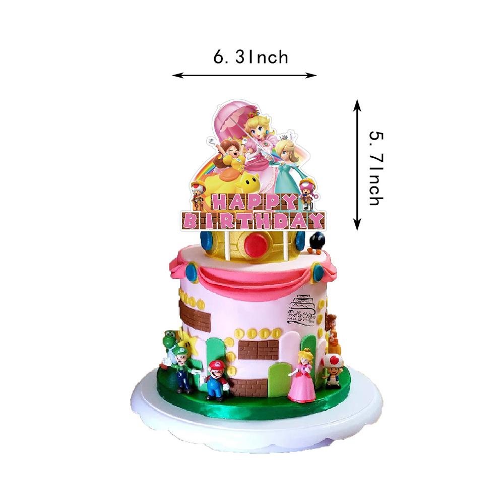32PCS Princess Peach Birthday Party Supplies Includes Banner Cake Topper Balloon