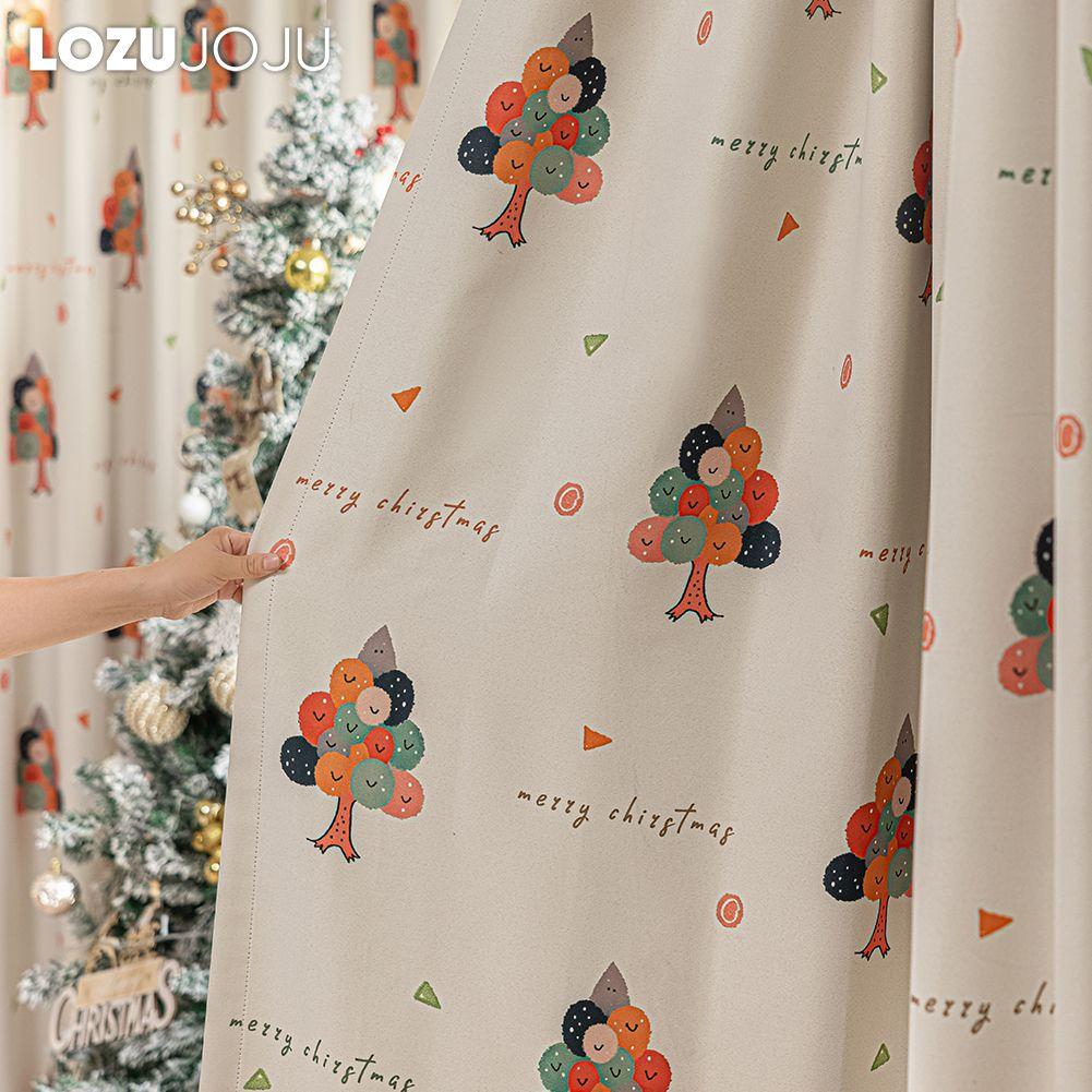 1PC LOZUJOJU Christmas Blackout Curtains Gold Coin Tree Pattern Printed Curtains for Bedroom Living Room Balcony Window for Home Decor
