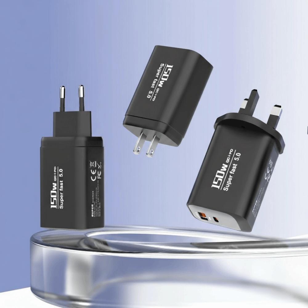USB A+C 150W Charger Plug EU/US/UK Quick Charge Adapter for Huawei/Xiaomi/Samsung