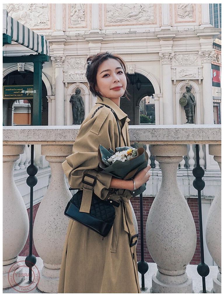 Women's Mid-Length Trench Coat: 2023 Korean High-End Casual Loose British Style Autumn Outerwear