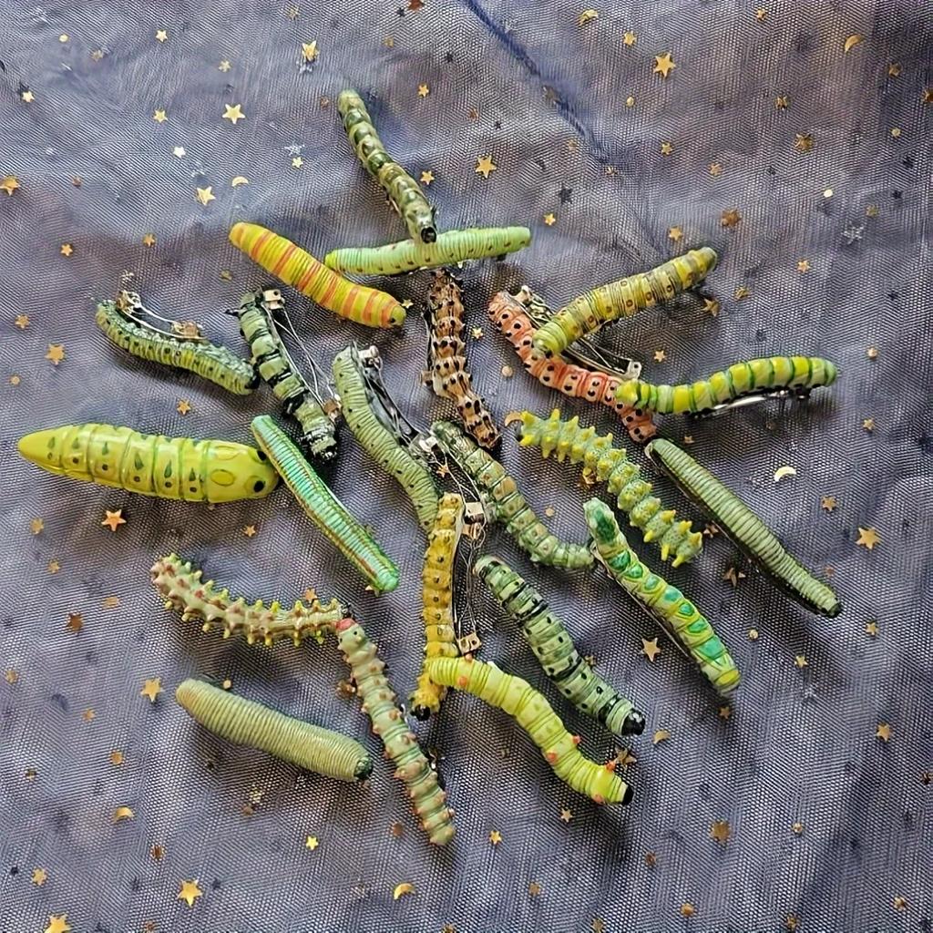 6PCS Spooky Caterpillar Hair Clips Durable Plastic Hair Clips, Perfect for Halloween & Prank Parties