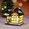 Desktop Christmas House Ornament Glowing Romantic Warm Lighting Resin Craft Small Glow LED Snow Covered Decoration Figurine Statue Party Festival Gift