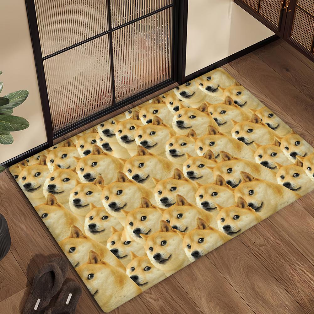 Doge funny Emoticon S-Shiba M-Meme Microfiber Decorative Versatile Flannel Floor Bath Door Mat Quick Dry Absorbent Non-slip Sole