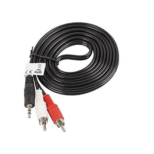 Lanberg Env.-mjrc 10cc 0025 -BK 2 X RCA Vers Jack Mâle Câble Audio Stéréo, 2 M Noir - CA-MJRC-10CC-0025-BK