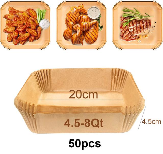 Fodera di Carta Usa e Getta Rettangolare per Friggitrice ad Aria 31 cm Antiaderente Carta Forno Speciale per Cestello di Cottura 2-10 QT
