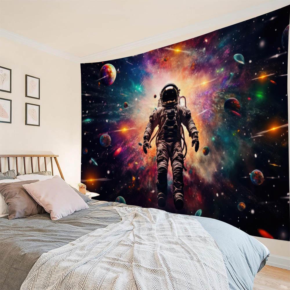 Astronaut Star Planet Tapestries - Meditation Starry Sky Living Room Decor Therapy Energy Field Art Background Design
