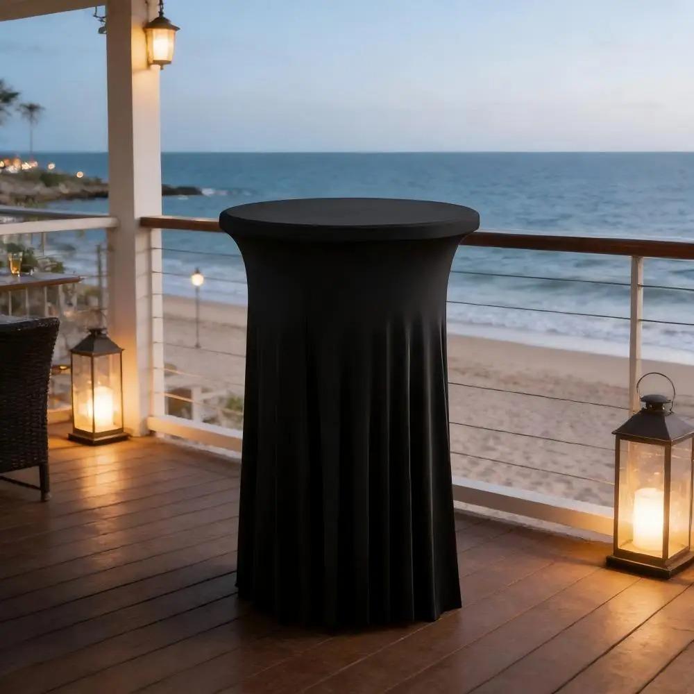 Elastic Height Stretch Round Tablecloth Long Drape Bar Counter Cover Bar Table Cover Wedding
