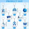 Haiabei 160Pcs Child Abuse Prevention Awareness Keychain Accessories Bulk Blue Pinwheel Ribbon Key Ring Jewelry Gifts For Nonpro