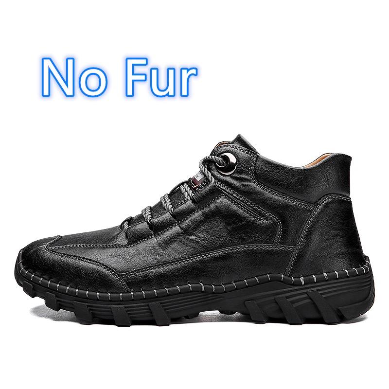 Big Size Cowhide Split Autumn Winter Warm Men Boots With Fur Vintage Motorcycle Boots Male Snow Ankle Boots Fashion Hiking Shoes