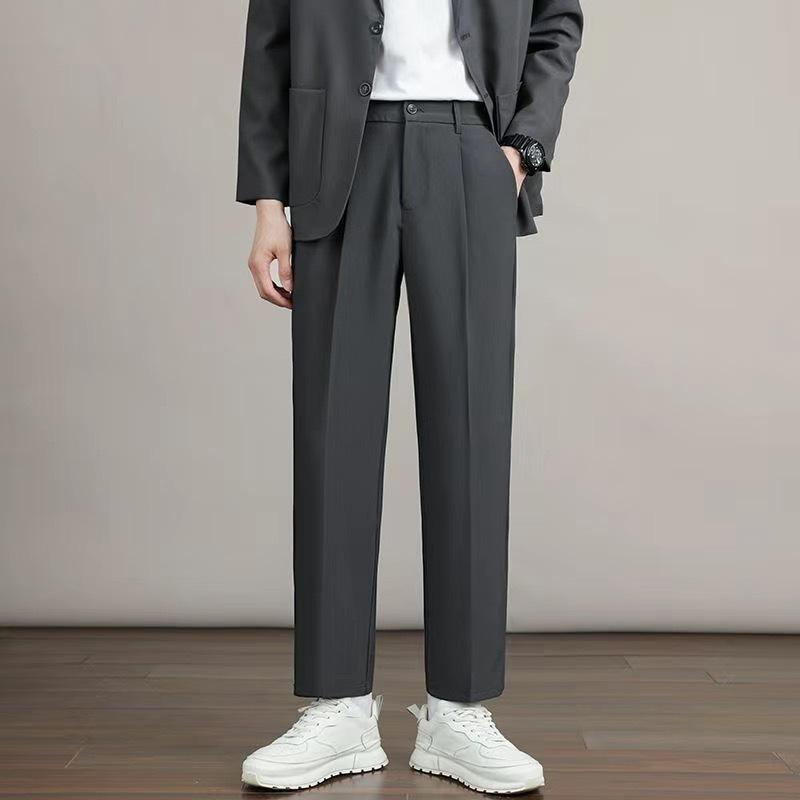 

Весенние мужские модные повседневные однотонные свободные прямые брюки 31 темно серый