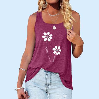 Damenmode Rundhals-Tanktop Sommer bedrucktes Ärmel-T-Shirt