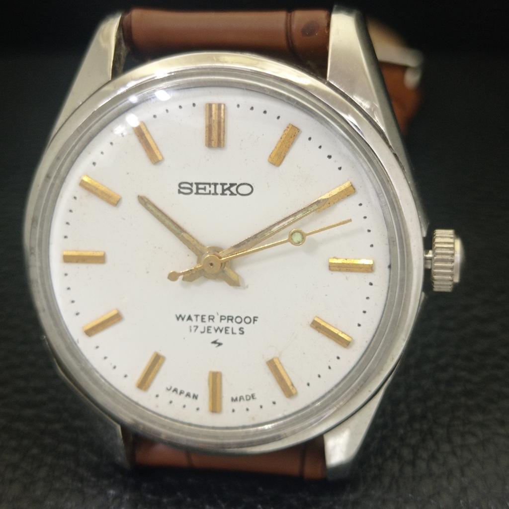 VINTAGE SEIKO HAND-WINDING 66B JAPAN MENS WHITE COLOR DIAL WATCH a703921-1 R213g-a703921