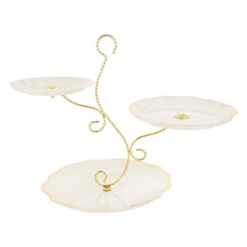 Kreative dreilagige Obstschale Arbeitsplatte Gemüsekorb Halter Weiß Grün Schüssel Aufbewahrungsständer Heim Dekorativ