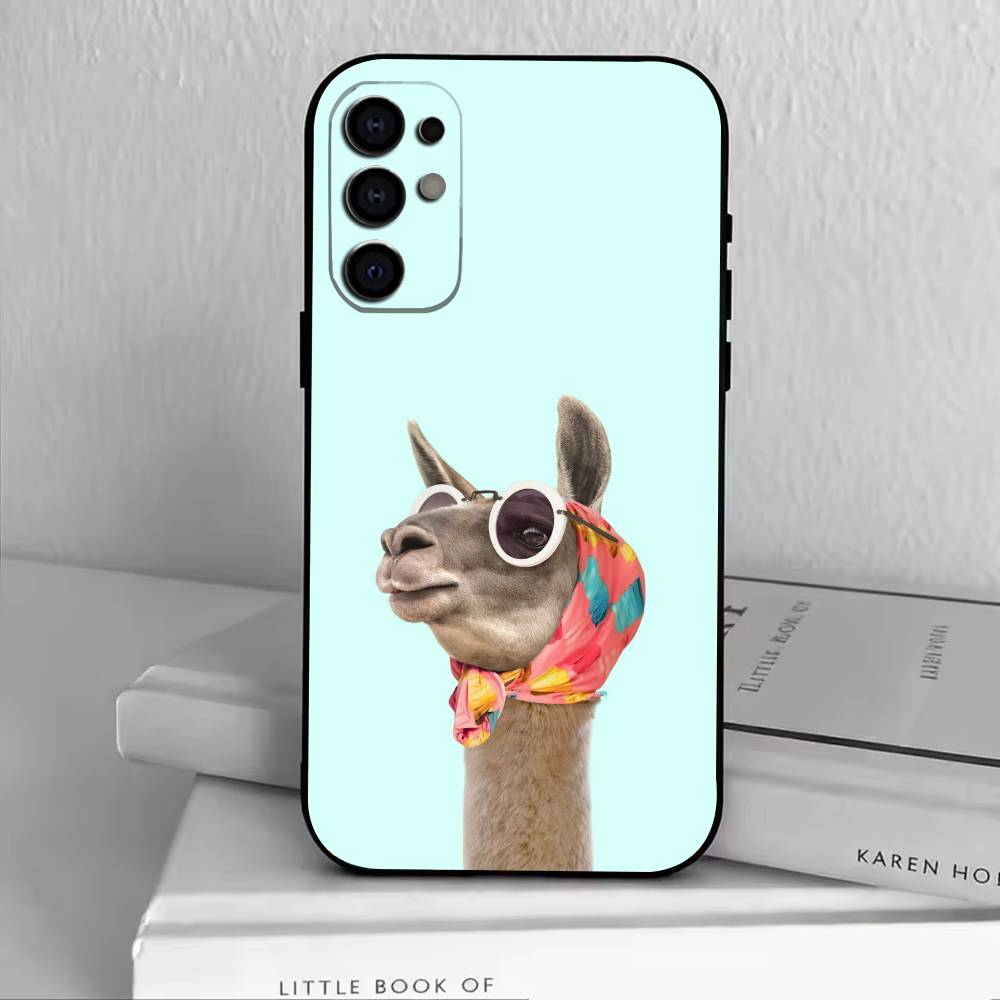 D-Cute Alpaca Phone Case For Samsung S25,S24,S21,S22,S23,S30,Ultra,S20,Plus,Fe,Soft Silicone Black Cover