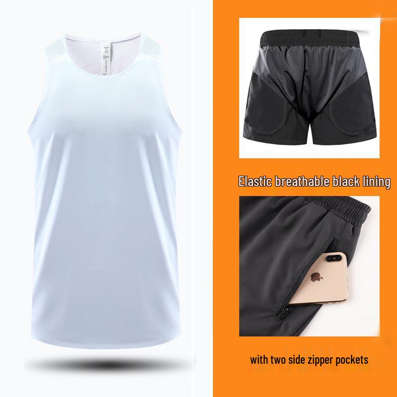 Unisex Quick-Dry Marathon Tank Top & Shorts Set for Summer Athletics