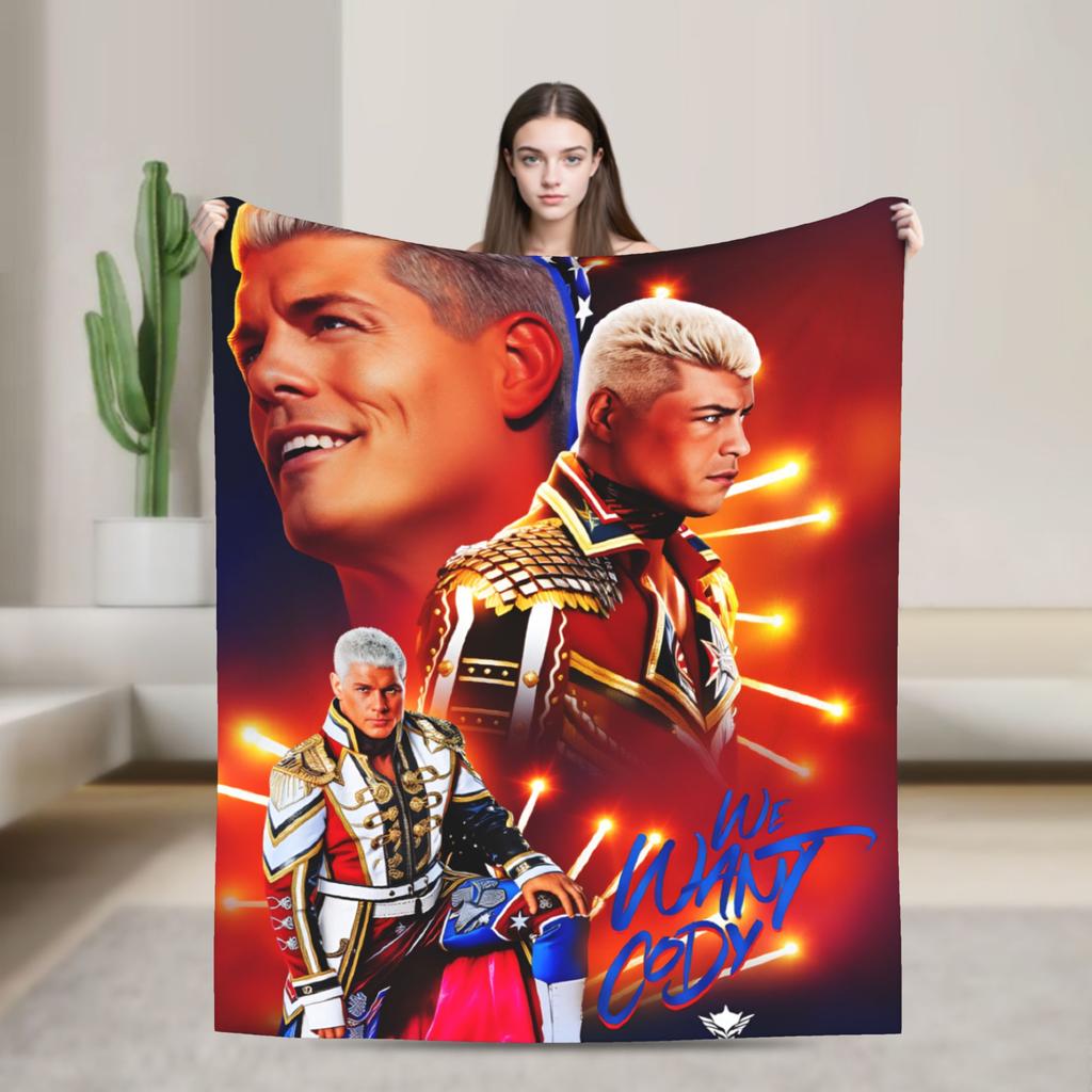 Super Soft Blanket Camping Cody Rhodes  Vintage Throw Blanket  Flannel Bedspread For Bedroom Street Trend Sofa Bed Cover