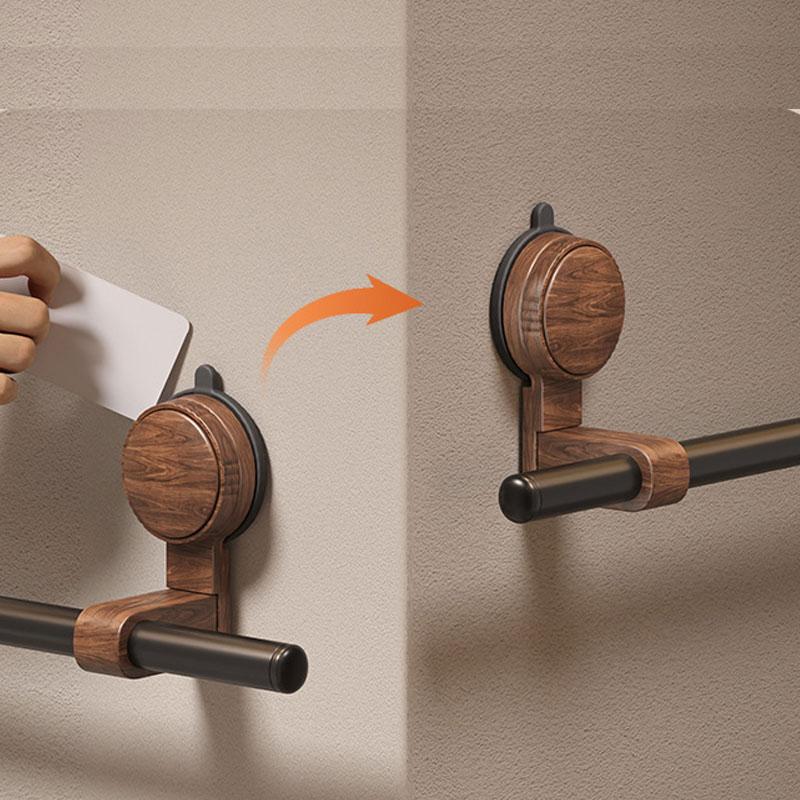 Suction cup walnut towel rack without punching holes bathroom towel pole single pole towel hanging pole hanging rack