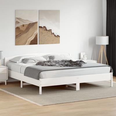Vidaxl Bed Without Mattress, White, 200X200 Cm, Solid Pine Wood