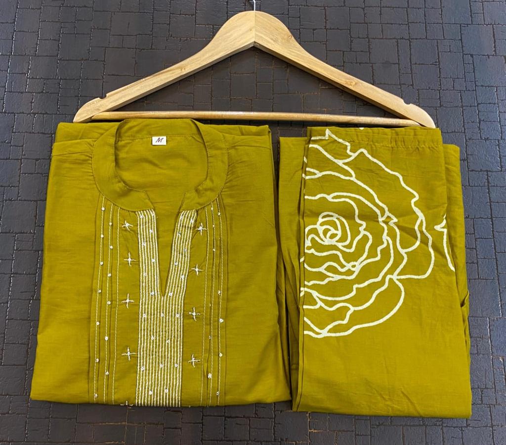 Beautiful Designer Party Wear Cotton Kurta Pant Cord Set Indian Women Bollywood Top Tunic Kurti