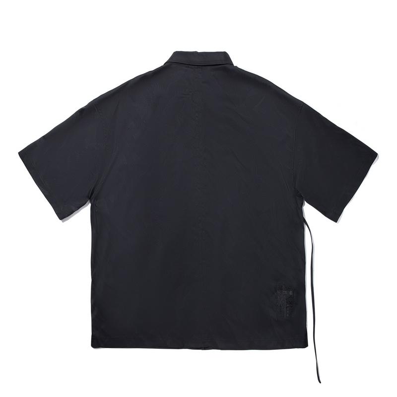 Li Ning X Jackie Chan Collaboration Kung Fu Series Comfortable Simple Loose Solid Color Versatile Casual Short Sleeve Shirt Men Shirts Black ASHV021-1