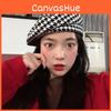 Comfortable Houndstooth Womens Beret Trendy And Stylish Cotton Flat Top Hat