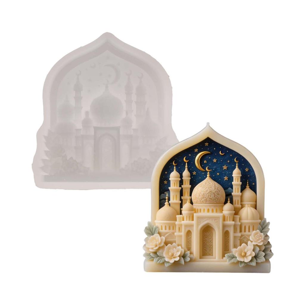 Ramadan Eid Mold Easy Demold Mosque Silicone Mold 3d Candle Mold For Eid Al-Fitr Diy Crafts Ramadan