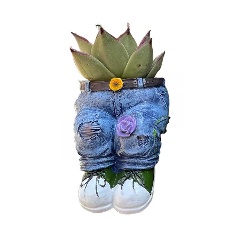 

Творческие американские джинсы Моделирование цветочных горшков Горшки для растений Искусство сада в стиле кантри Украшения для двора Изделия ручной работы из смолы