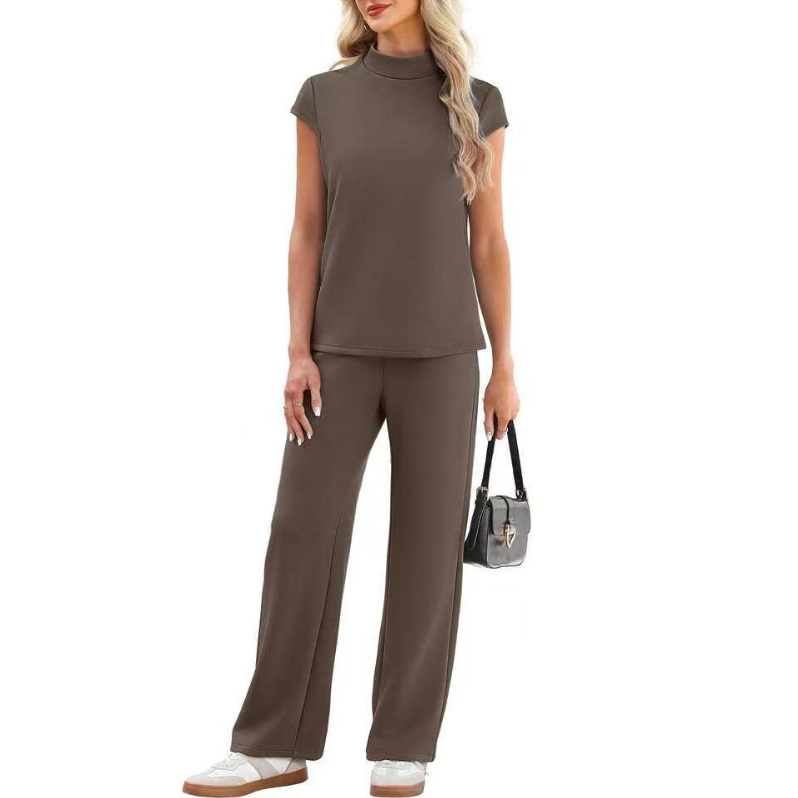 Fashion Women s Round Neck Short Sleeved Pants Fashion Casual Suit M