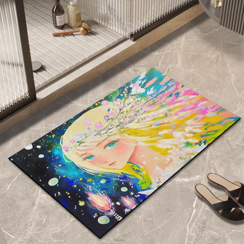 Festive Diatom Mud Floor Mat, Water-absorbent, Non-slip, Quick-drying Bathroom Floor Mat, Bathroom Door Mat, Stain-resistant Carpet At Kitchen Door