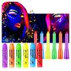 Glow-in-the-Dark Face Paint Crayon Kit UV Black Light Makeup Neon and Stick Marker 184252 for Mardi Gras Halloween Masquerade Makeup
