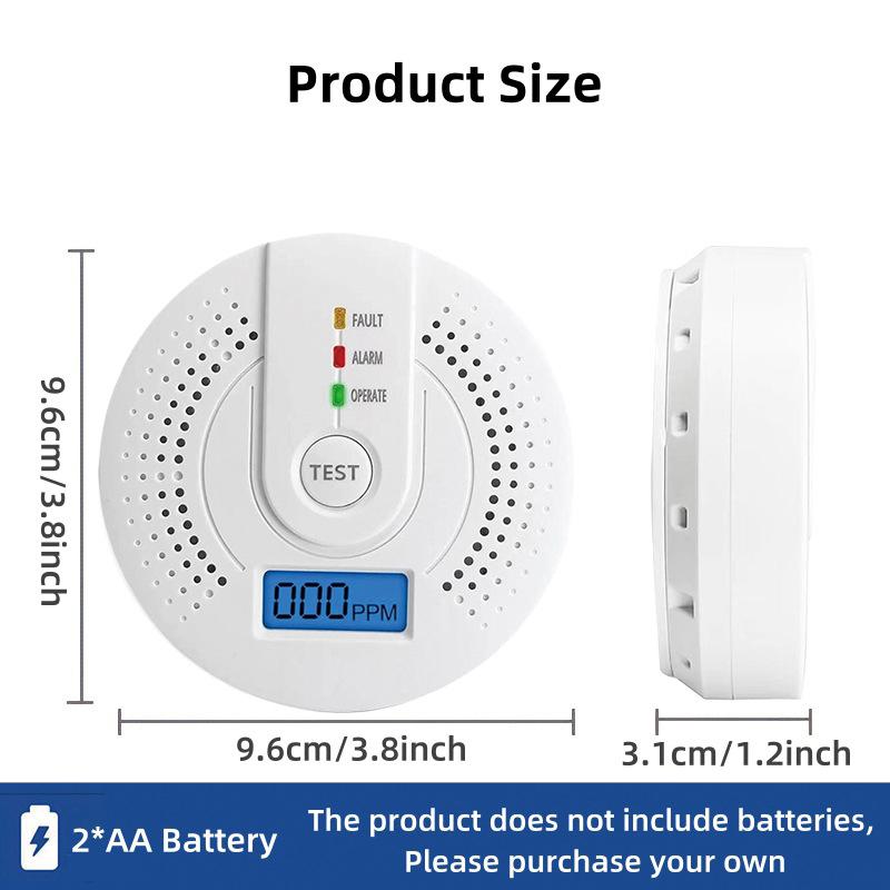 Carbon Monoxide Detector Co Gas Monitor Alarm Battery Powered Co Sensor Detector With Led Digital Display For Home,Depot Test