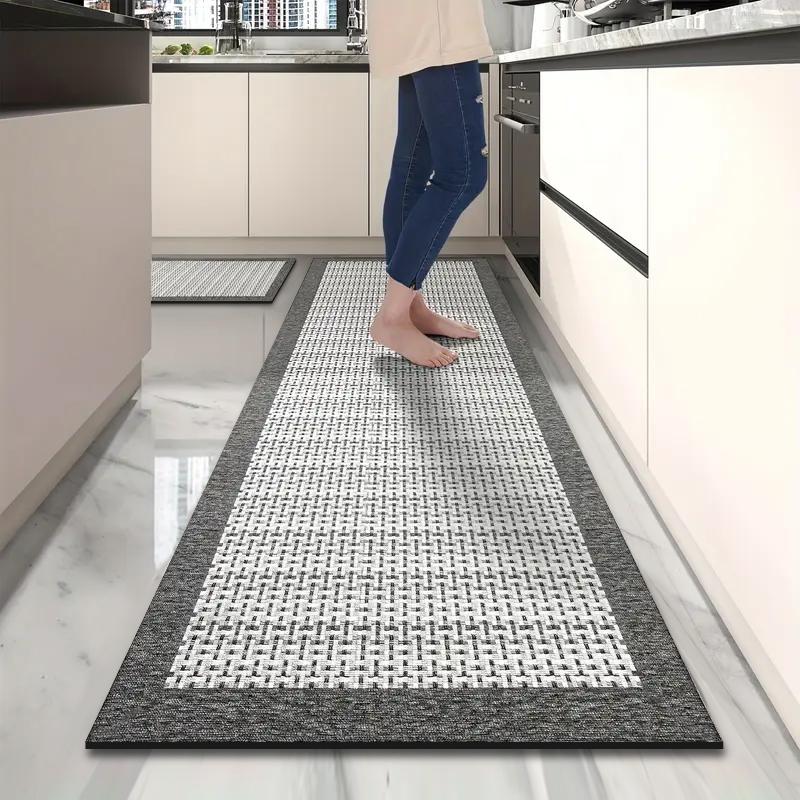 

Long imitation woven kitchen floor mats diatom mud printed non-slip mats bathroom absorbent mats door mats restaurant mats 45cmx60cm серый