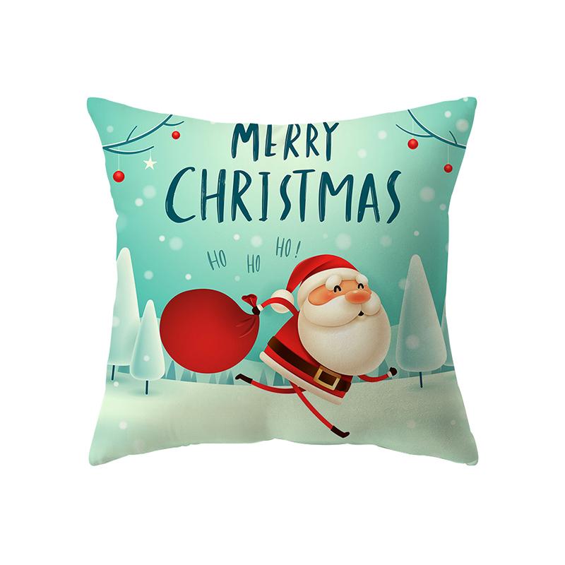 Merry Christmas Santa Claus Print Pattern Cushion Cover Home Living Room Sofa Decoration Square Polyester Pillow Pillow Cover